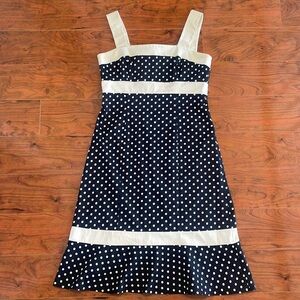 Citrine Black and White Polkadot Sleeveless Midi Dress